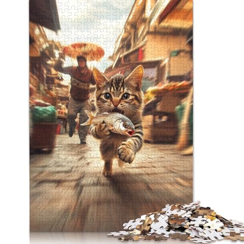 Chinesisches Katzenpuzzle für die ganze Familie, 100% recycelter Karton, Puzzle für Kinder und Erwachsene ab 12 Jahren, 1000 Teile (38 x 26 cm) von POLIUAWS