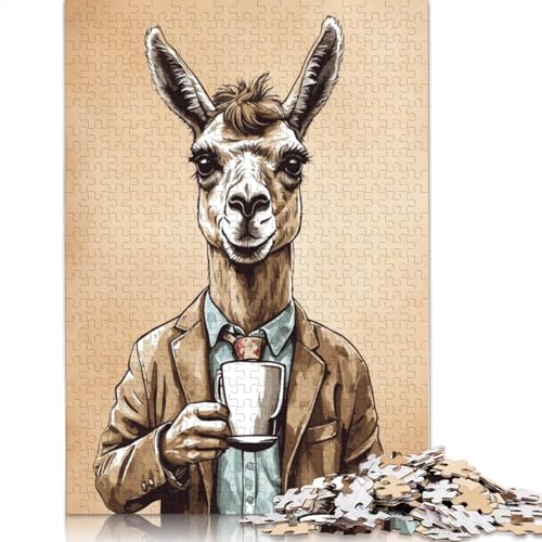Coffee Llama 1000-teiliges Puzzle, Familienspaß für Erwachsene und herausforderndes Spiel, Spiele zum Stressabbau und einzigartige Geschenke, 1000 Teile (38 x 26 cm) von POLIUAWS