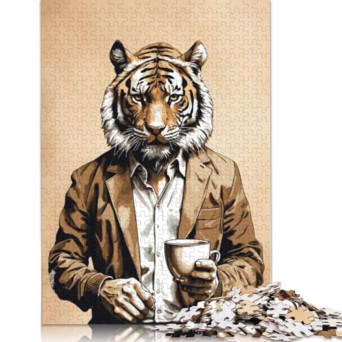 Coffee Tiger 1000-teiliges Puzzle für Erwachsene | Familienspaß-Puzzles für Erwachsene, Geschenke, Denkspiele, 1000 Teile (38 x 26 cm) von POLIUAWS