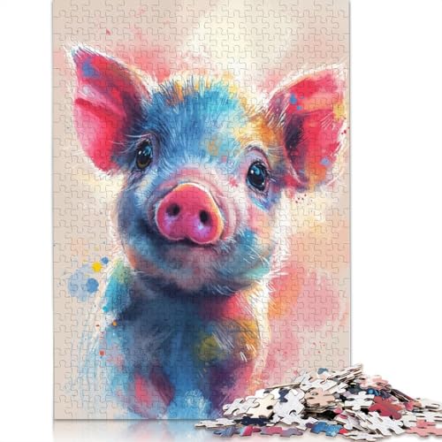 Color Splash Piglet Puzzle 1000 Teile Schwer Puzzle Spielzeug Lernspiel Impossible Herausforderung Spielzeug Für Erwachsene Kinder 1000pcs (75x50cm) von POLIUAWS