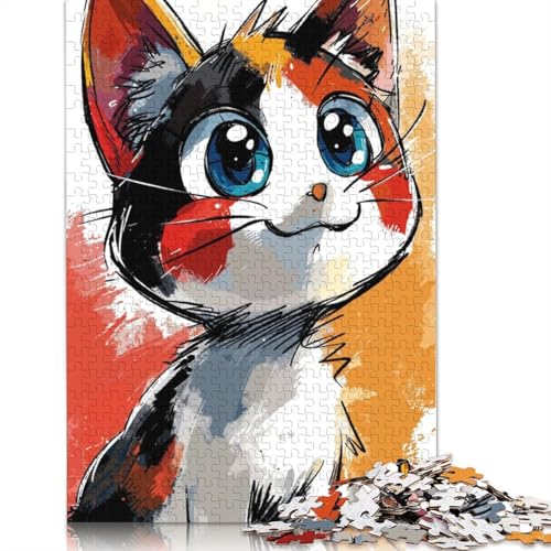 Colorful Calico Cat Puzzle 1000 Teile Schwer Puzzle Spielzeug Lernspiel Impossible Herausforderungsspielzeug Für Erwachsene Kinder 1000pcs (75x50cm) von POLIUAWS