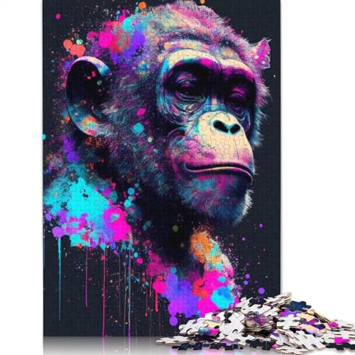 Colorful Chimpanzee Puzzle 1000 Teile Schwer Puzzle Spielzeug Pädagogisches Spiel Impossible Herausforderung Spielzeug Für Erwachsene Und Kinder in Bewährter 1000pcs (38x26cm) von POLIUAWS