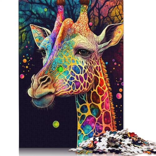 Colourful Giraffe Puzzle 1000 Teile Schwer Puzzle Spielzeug Pädagogisches Spiel Impossible Herausforderung Spielzeug Für Erwachsene Kinder 1000pcs (75x50cm) von POLIUAWS
