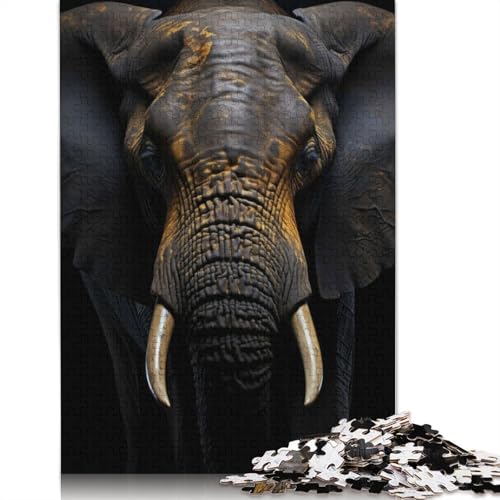 Cooles Elefantenporträt, 1000-teiliges Puzzle für Erwachsene, Spielzeug, Denkspiel, Lernspiel für Erwachsene, Stressabbau, Heimdekoration, 1000 Teile (38 x 26 cm) von POLIUAWS