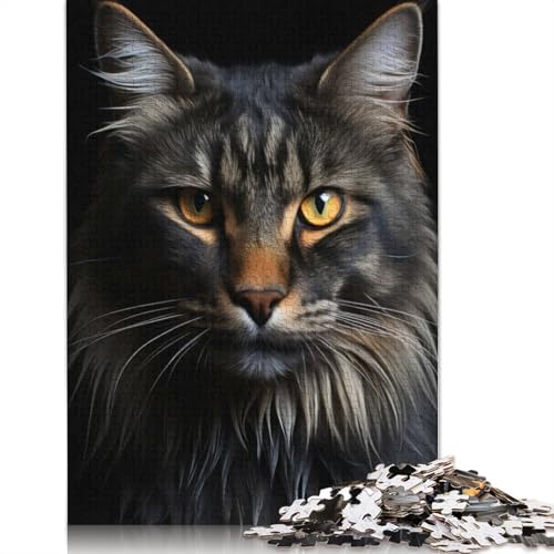 Cooles Katzen-Tierporträt, 1000-teiliges Puzzle, Familienspaß für Erwachsene und herausforderndes Spiel, Spiele zum Stressabbau und einzigartige Geschenke, 1000 Teile (75 x 50 cm) von POLIUAWS