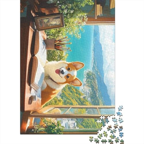 Corgi-Puzzle, 100% recyceltes Kartonpapier, rechteckiges Puzzle für Erwachsene und Kinder, 1000 Teile (75 x 50 cm) von POLIUAWS