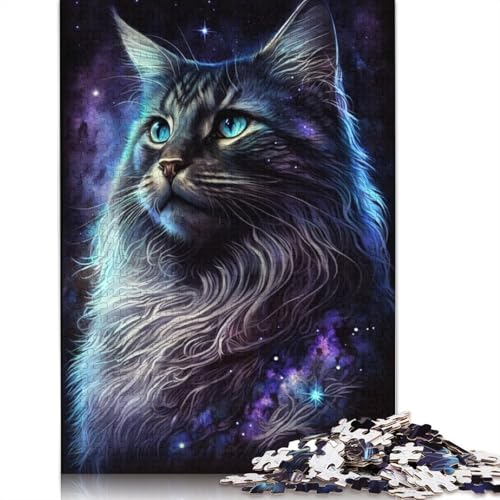 Cosmic Maine Coon Cat Puzzle, Denksportaufgabe, 100% recycelter Karton, Puzzle für Kinder und Erwachsene ab 12 Jahren, 1000 Teile (75 x 50 cm) von POLIUAWS