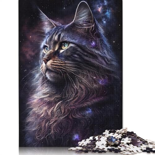 Cosmic Maine Coon Cat Puzzle, Denksportaufgabe, Premium-Puzzle aus Karton für Kinder und Erwachsene ab 12 Jahren, 1000 Teile (75 x 50 cm) von POLIUAWS