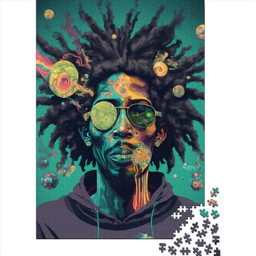 Cosmic Rastafari Puzzle 1000 Teile für Teenager, Geschenke, Holzpuzzle für Erwachsene, Lernspiele für Zuhause, DIY-Spielzeug, 1000 Teile (75 x 50 cm) von POLIUAWS