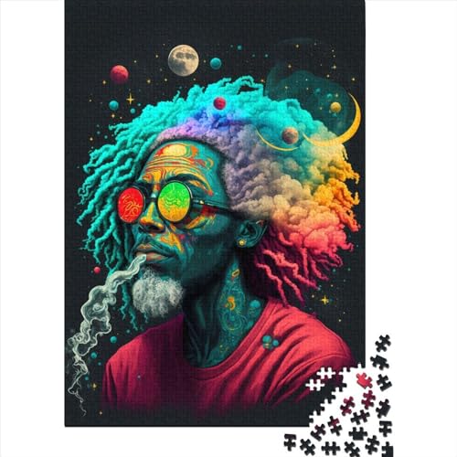 Cosmic Rastafarian2 Puzzle 1000 Teile für Erwachsene, Halloween-Geschenk, Holzpuzzle für Erwachsene, 1000 Teile (75 x 50 cm) von POLIUAWS