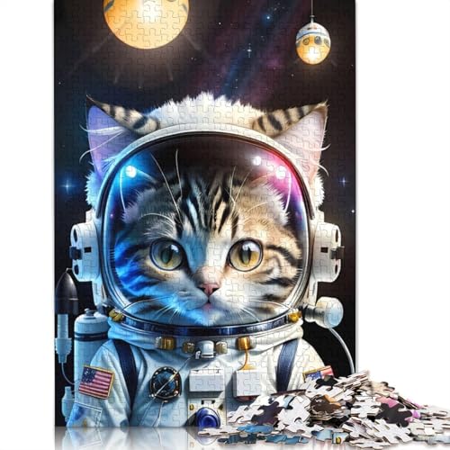Cute Astronaut Cat Puzzle 1000 Teile Schwer Puzzle Spielzeug Lernspiel Impossible Herausforderung Spielzeug Für Erwachsene Kinder 1000pcs (75x50cm) von POLIUAWS