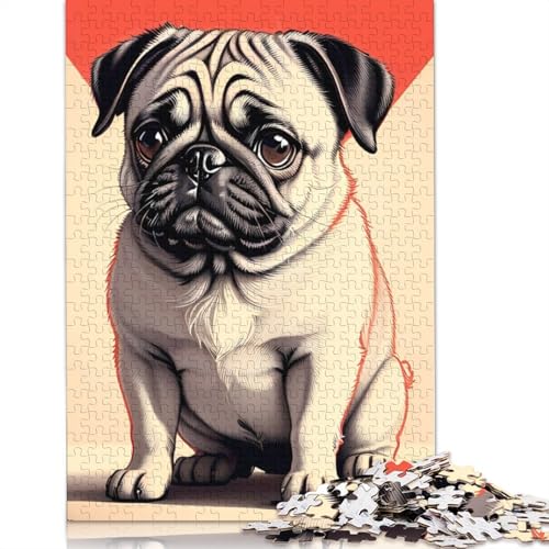 Cute Dog Minimalism Style Puzzle 1000 Teile Schwer Puzzle Spielzeug Lernspiel Impossible Herausforderung Spielzeug Für Erwachsene Kinder 1000pcs (38x26cm) von POLIUAWS