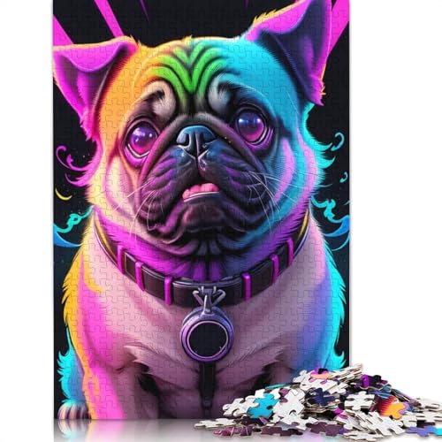 Cute Dog Retro Style Puzzle 1000-teilige Schwer Puzzle Spielzeug Lernspiel Impossible Herausforderung Spielzeug Für Erwachsene Kinder 1000pcs (38x26cm) von POLIUAWS