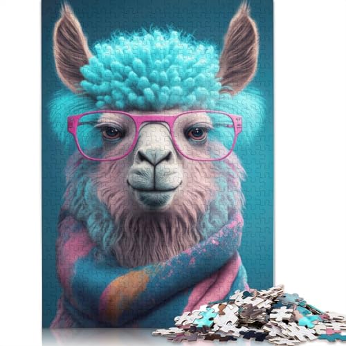 Cute Llama Art Puzzles 1000 Teile Schwer Puzzle Spielzeug Lernspiel Impossible Herausforderung Spielzeug Für Erwachsene Kinder 1000pcs (38x26cm) von POLIUAWS