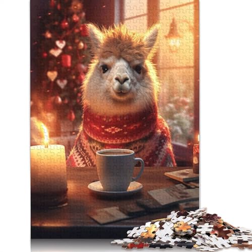 Cute Morning Coffee Llama Puzzles 1000 Teile Schwer Puzzle Spielzeug Lernspiel Impossible Herausforderung Spielzeug Für Erwachsene Und Kinder in Bewährter 1000pcs (38x26cm) von POLIUAWS