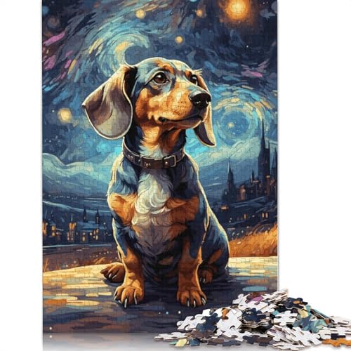Dackel-Nachthimmel, 1000-teiliges Puzzle für Erwachsene, Spielzeug, Denkspiel, Lernspiel für Erwachsene, Stressabbau, Heimdekoration, 1000 Teile (38 x 26 cm) von POLIUAWS