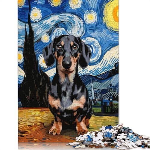 Dackel-Sternennacht, 1000-teiliges Puzzle für Erwachsene, Spielzeug, Denkspiel, Lernspiel für Erwachsene, Stressabbau, Heimdekoration, 1000 Teile (38 x 26 cm) von POLIUAWS