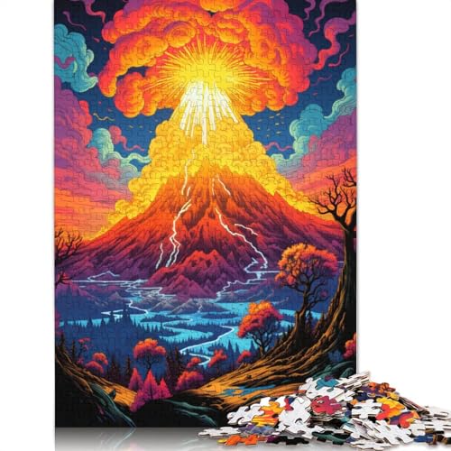 Das psychedelische Vulkanausbruch-Puzzle, Premium-Puzzle aus 100% recyceltem Kartonpapier, rechteckig, für Damen und Herren, einzigartiges Geschenk, 1000 Teile (38 x 26 cm) von POLIUAWS