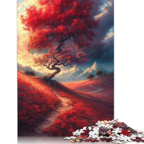 Das rote Puzzle „Baum des Lebens“, herausfordernd und knifflig, 100% recycelte Pappe, Puzzle für Erwachsene, Geburtstagsgeschenk, 1000 Teile (75 x 50 cm) von POLIUAWS