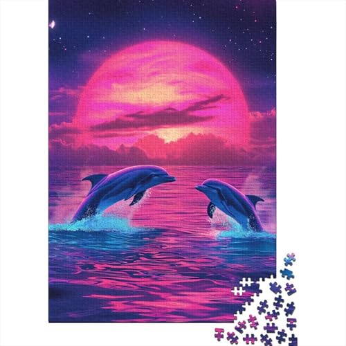 Delfin-Puzzle, 1000 Teile, Holzpuzzle für Kinder, Lernspiel für Erwachsene und Jugendliche, 1000 Teile (75 x 50 cm) von POLIUAWS