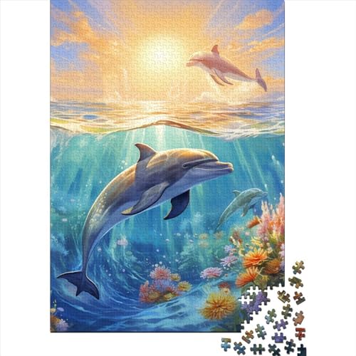 Delfin-Puzzle, 1000 Teile, für Erwachsene und Jugendliche, Nachhaltiges Puzzle für Weihnachten, 1000 Teile (38 x 26 cm) von POLIUAWS