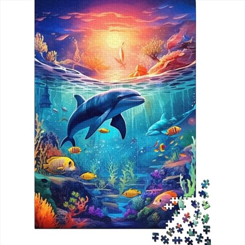 Delfin-Puzzle für Erwachsene und Jugendliche, Holzpuzzle für Kinder, Lernspiel, Herausforderungsspielzeug, 1000 Teile (75 x 50 cm) von POLIUAWS