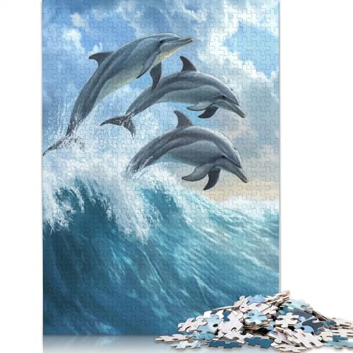Delphine springende Welle, 1000-teiliges Puzzle für Erwachsene | Familienspaß-Puzzles für Erwachsene, Geschenke, Denkspiele, 1000 Teile (75 x 50 cm) von POLIUAWS