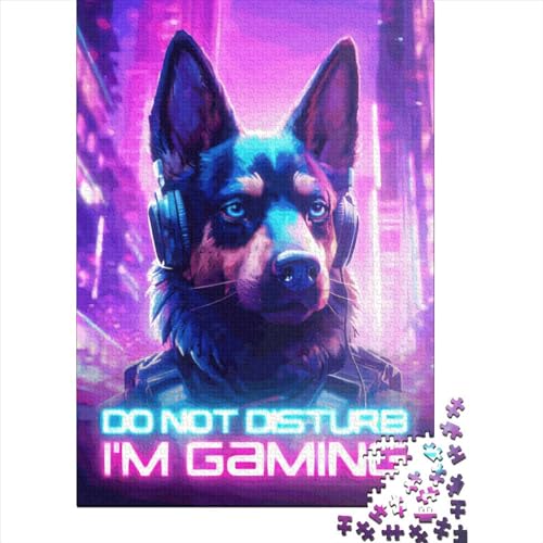 Deutscher Schäferhund Spiele, 1000 Teile Puzzle für Erwachsene, Holzpuzzle für Kinder, Weihnachtsgeschenke 1000 Teile (75x50cm) von POLIUAWS