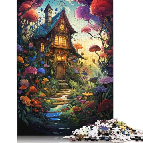 Die farbenfrohe Psychedelia des Blumenhauses, Puzzle, Familienspaß, rechteckiges Papierpuzzle für Jungen oder Mädchen, 1000 Teile (75 x 50 cm) von POLIUAWS