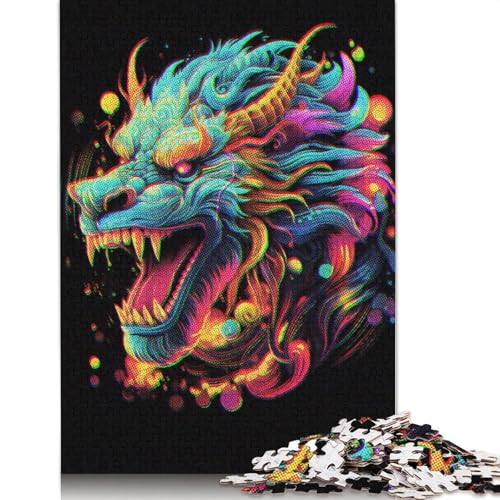 Dragon Neon Puzzle 1000-teilige Schwer Puzzle Spielzeug Lernspiel Impossible Herausforderung Spielzeug Für Erwachsene Und Kinder in Bewährter 1000pcs (75x50cm) von POLIUAWS