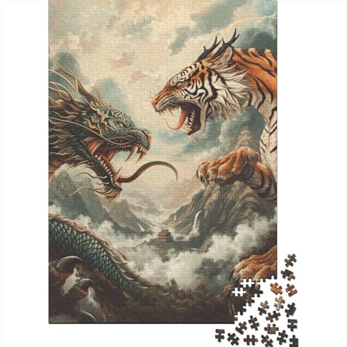 Dragon Tiger Papierpuzzle, 1000 Teile, für Erwachsene, Jugendliche, Männer und Frauen, Geschenk, 1000 Teile (38 x 26 cm) von POLIUAWS