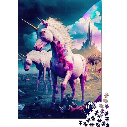 Einhorn-Puzzle, 1000 Teile, für Erwachsene und Jugendliche, Lernspiele für Zuhause, Bastelspielzeug, 1000 Teile (38 x 26 cm) von POLIUAWS