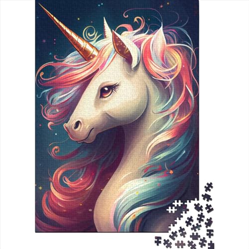 Einhorn-Puzzle für Erwachsene, 1000 Teile, Holzpuzzle für Erwachsene, Lernspiel, Herausforderung, Spielzeug, 1000 Teile (75 x 50 cm) von POLIUAWS