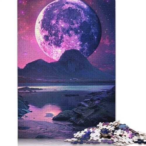 Erstaunlich schönes Neonmond-Puzzle für Erwachsene, 100% Recyclingpapier, 1000 Teile, Puzzle für Erwachsene, für Kinder, 1000 Teile (75 x 50 cm) von POLIUAWS