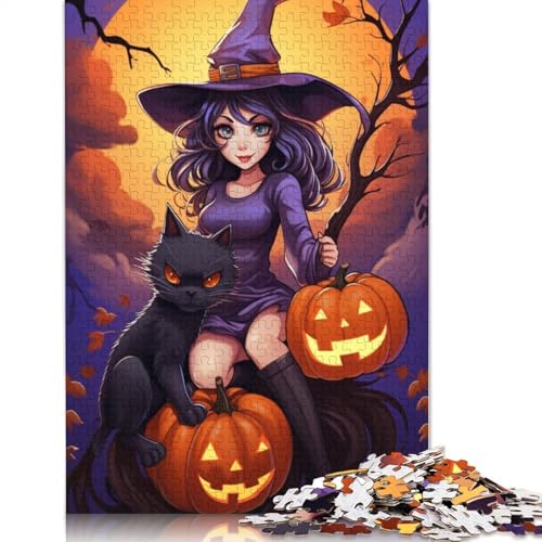 Erwachsene Puzzle 1000 Teile Halloween Cartoon Mädchen Holzpuzzle für Erwachsene und Jugendliche Wohnkultur Puzzle Spielzeug 1000 Teile (75x50cm) von POLIUAWS