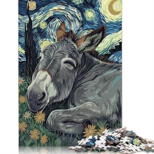 Esel im Sternennacht-Stil, Puzzle 1000 Teile, Papierpuzzle für Erwachsene und Teenager, Familienspiel, 1000 Teile (38 x 26 cm) von POLIUAWS