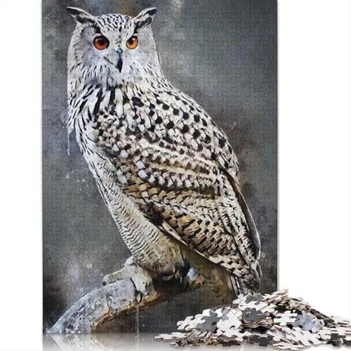 Eulen-Aquarell, neues 1000-teiliges Puzzle für Erwachsene, Spielzeug, Denkspiel, Lernspiel für Erwachsene, Stressabbau, Heimdekoration, 1000 Teile (38 x 26 cm) von POLIUAWS