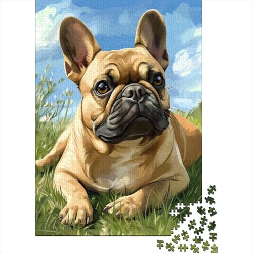 FRANZÖSISCHE Bulldogge Puzzle, Denksportaufgabe, 100% recycelter Karton, Puzzle für Kinder und Erwachsene ab 12 Jahren, 1000 Teile (75 x 50 cm) von POLIUAWS