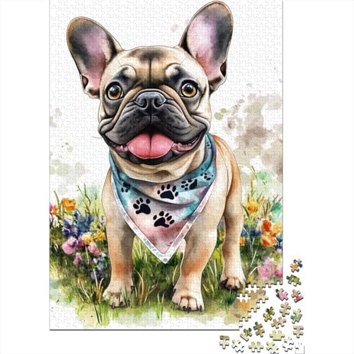 FRANZÖSISCHE Bulldogge Puzzle DIY Spiel Papier Rechteckiges Puzzle für Jungen oder Mädchen Geburtstagsgeschenk 1000 Teile (75x50cm) von POLIUAWS