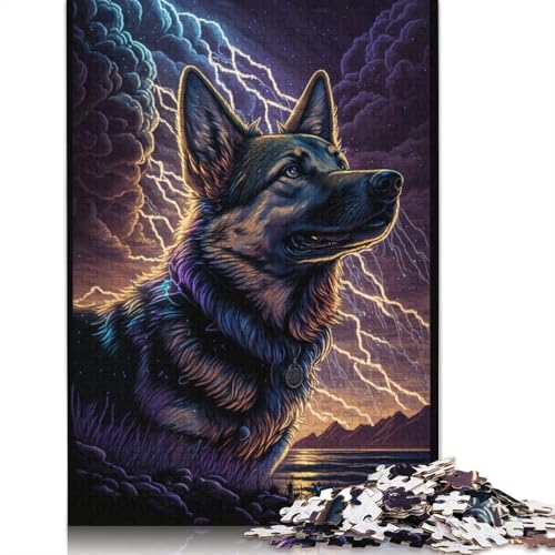 Fantasy-Puzzle mit deutschem Schäferhund, farbenfrohes, Cooles Puzzle für Kinder ab 12 Jahren, 1000 Teile (75 x 50 cm) von POLIUAWS