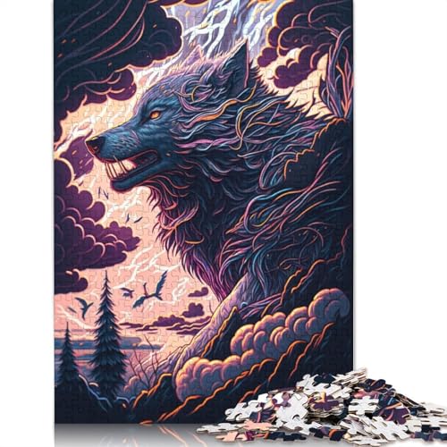 Fantasy Wolf 1000-teiliges Puzzle für Erwachsene, 100% Recyclingpapier, schwierige Puzzles für Kinder, 1000 Stück (75 x 50 cm) von POLIUAWS