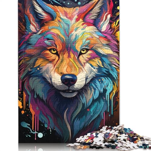Fantasy-Zeichnung eines Wolfs, schwieriges Puzzle aus 100% recyceltem Karton, für Damen und Herren, 1000 Teile (75 x 50 cm) von POLIUAWS