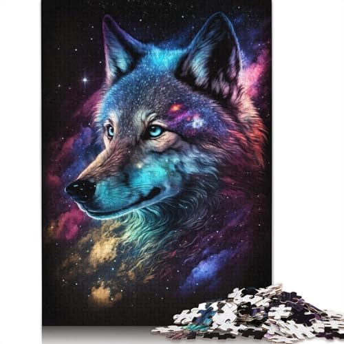Farbiges Galaxie-Wolf-Puzzle, Dekompressionsspielzeug, 100% recycelter Karton, Puzzle für Erwachsene, 1000 Teile (75 x 50 cm) von POLIUAWS