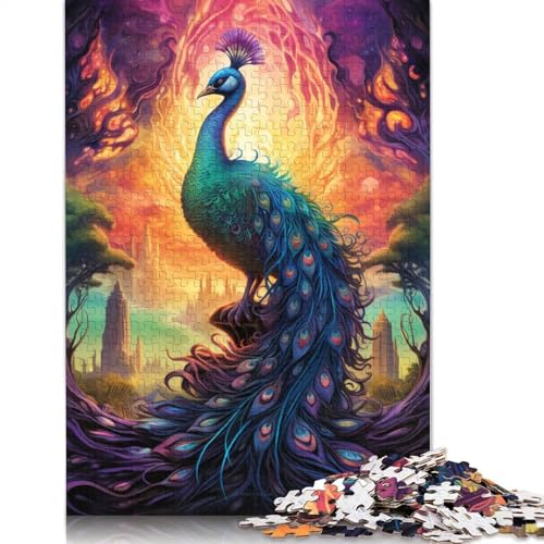 Farbiges Pfauen-Puzzle, schwierig, 100% recycelter Karton, Puzzle für Damen und Herren, 1000 Teile (75 x 50 cm) von POLIUAWS