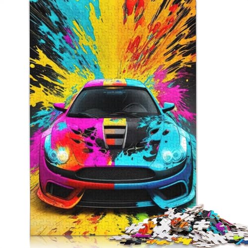 Farbiges Sportwagen-Puzzle für Erwachsene, Holzpuzzle für Jugendliche, Geschenke, Heimdekoration, Spielzeug, 1000 Teile (75 x 50 cm) von POLIUAWS