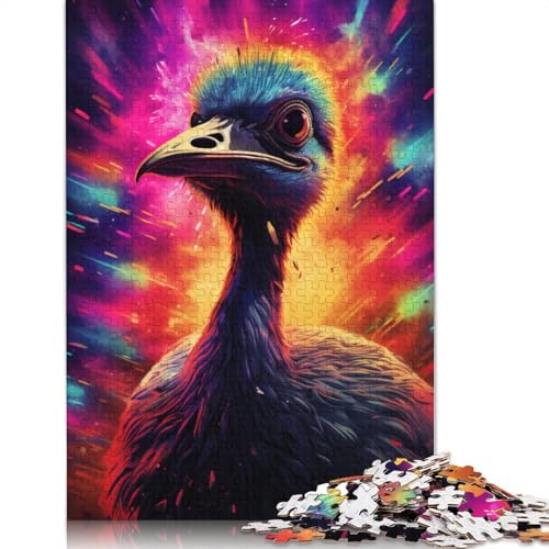 Farbiges Straußen-Puzzle, 100% recyceltes Kartonpapier, rechteckiges Puzzle für Erwachsene und Kinder, 1000 Teile (38 x 26 cm) von POLIUAWS