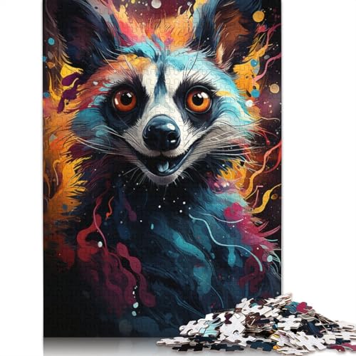 Farbmalerei-Lemur-Puzzle, anpassbare Bilder, 100% recycelter Karton, Puzzle für Kinder und Erwachsene ab 12 Jahren, einzigartiges Geschenk, 1000 Teile (75 x 50 cm) von POLIUAWS