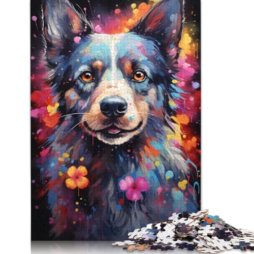 Farbmalerei-Puzzle mit Hundemotiv, lustiges Premium-Puzzle aus Karton für Erwachsene, 1000 Teile (75 x 50 cm) von POLIUAWS
