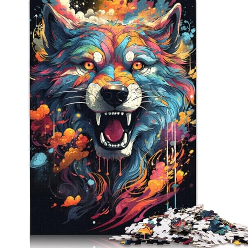 Farbmalerei-Wolf-Puzzle, Dekompressionsspielzeug, 100% recycelter Karton, Puzzle für Erwachsene, 1000 Teile (75 x 50 cm) von POLIUAWS
