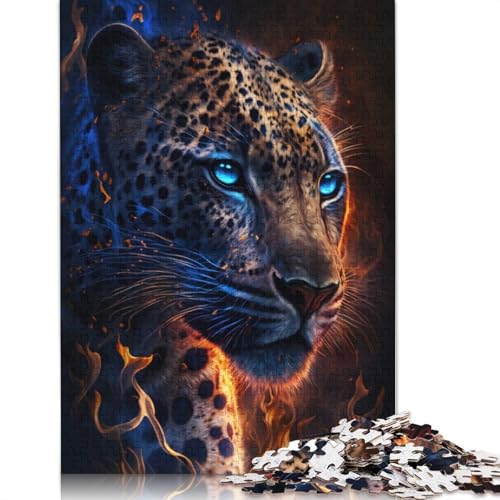 Feuertier-Leopard-Puzzle für Erwachsene, kreative Spiele, Puzzle, Kinder, 1000 Teile (75 x 50 cm) von POLIUAWS
